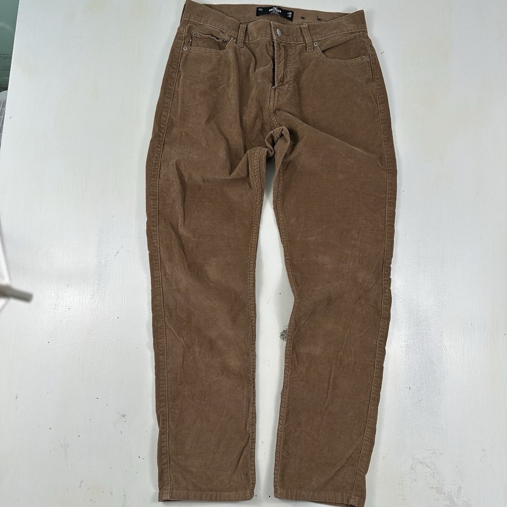 Hollister Mens '90s Slim Fit Brown Corduroy Pants Actual 30x31 Epic Flex Stretch - Picture 2 of 12